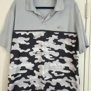 Greg Norman Gray and Black Camo Men's Shirt